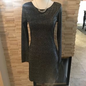 Grey Sparkle Long Sleeve Dress
